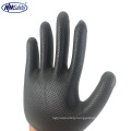 NMSAFETY 15 gauge red nylon and spandex shell coated black nitrile with diamond emboss working gloves for industrial and mining